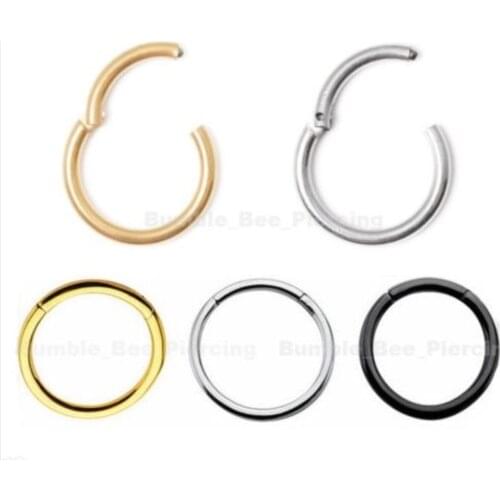 10pcs/lot Free Shipping Titanium Seamless Hinged Segment Ring Clicker Cartilage Nose/Lip Hoop Septum