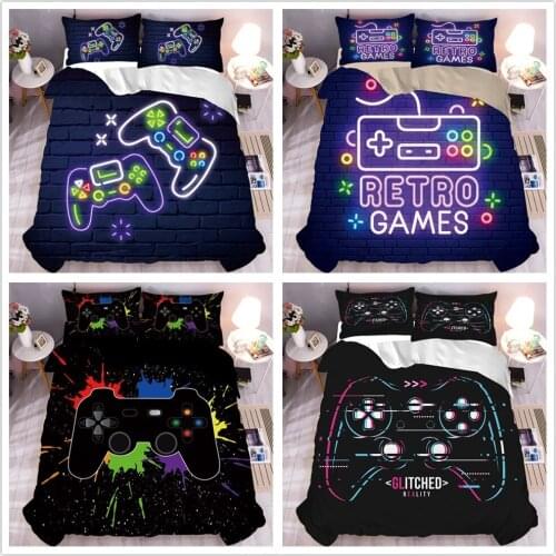 3D Print Gamepad Bedding Set Queen Size Duvet Cover Creative Black Comforter Bed Cover Set Housse De Couette Bedclothes 2/3pcs