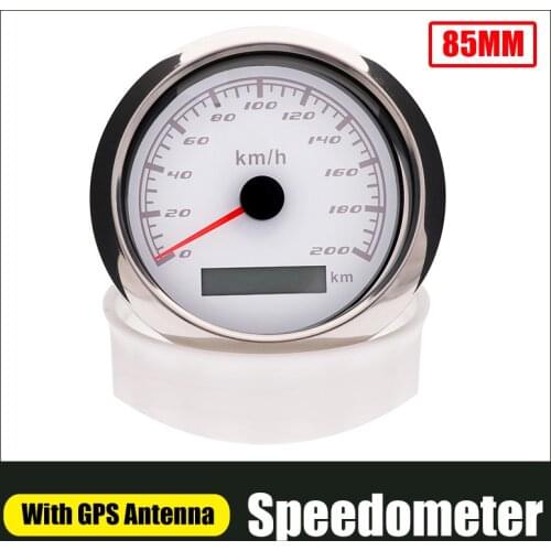 200 KM/H GPS Speedometer 120 KM/H With Odometer For Marine Boat Car ATV Truck Red Backlight 85mm Speed Gauge With GPS Antenna