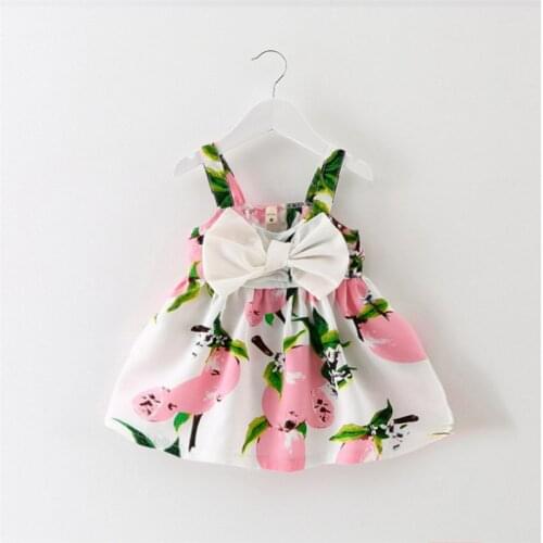 2020 New Girl Dress Baby Pattern Print Lemon Cartoon Birthday Clothes Summer Female Kids Wearing