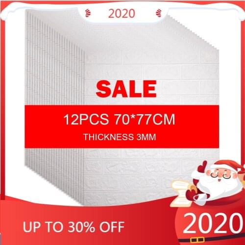 12pcs 3D Brick Wall Stickers Wallpaper Decor Foam Waterproof Wall Covering Wallpaper For Kids Living Room DIY Background