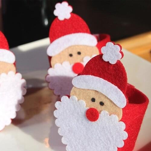 5PCS/Lot Handmade Christmas Decorations Santa Claus Napkin Rings Case Napkin Holders Home Party Dinner Table Ornaments Supplies