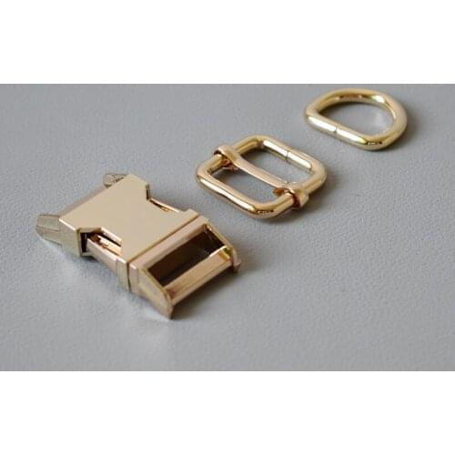 50 Suit 20mm (Metal Buckle+Ajust Buckle+D Ring/Set) DIY Dog Collar Diy Emboitement Zinc Alloy Buckle Adjust Buckles Gold