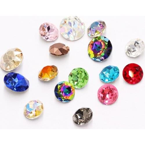 Glitter Gemstone K9 Glass Rhinestones Crystal AB Pointback Glass Crystal Glue on Stone for Garment Craft Jewelry accessories