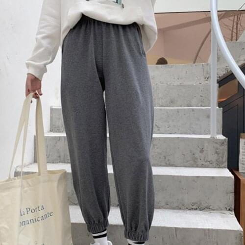 Pants Women Autumn Outdoor Sport Solid Color High Waist Cotton Beam Foot Warm Pants Sports Long Pants