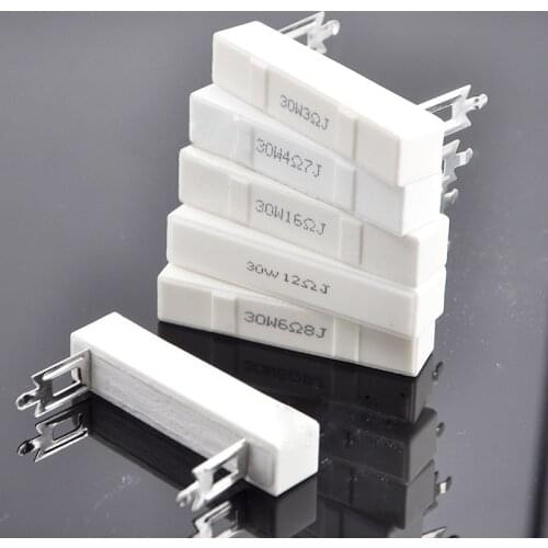 30W cement resistor speaker crossover stage speaker high power high frequency porcelain shell resistor connector 1 ohm-30 ohm