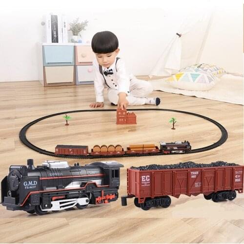 Classic toys train model Boys birthday Christmas New Year gift Simulated rail Freight train blocks brinquedos Toys for children