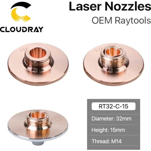 Cloudray Raytools C Type TQ Nozzles Dia.32 H15 Single Layer Chrome-Plated Double Layers Caliber 0.8-5.0mm for Cutting Head