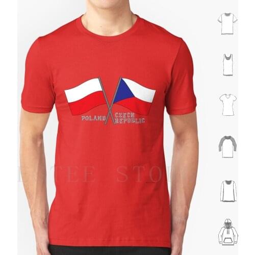 Polish And Czech Us ( White Lettering ) T Shirt Diy Big Size 100% Cotton Czech Polish Poland Republic Flag Flags National