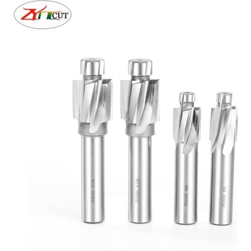 7pcs/set M3.2-M12.4 HSS Countersunk end milling cutter with guide post Pilot Slotting Tool Milling Cutter Countersink End Mills