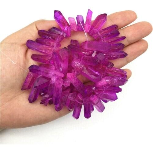 Beautiful 1PC Rose Titanium Aura Lemurian Quartz Crystal Point Healing Stones Crafts Decor DIY Natural Quartz Crystals