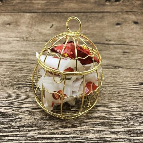 1pc Creative Birdcage Shape Golden Candy Box Hollow Metal Sweets Gift Boxes Christmas Wedding Decoration Birthday Party Supplies