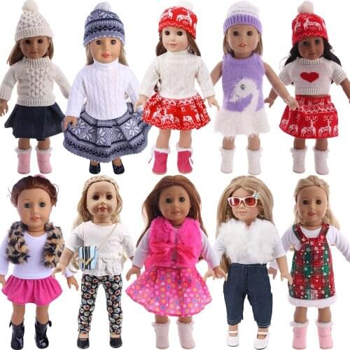 Doll Clothes Winter Warm Casual Wear Accessories Clothes For 18Inch Americna Doll Girl Baby Reborn Clothes 43Cm Generation Gifts