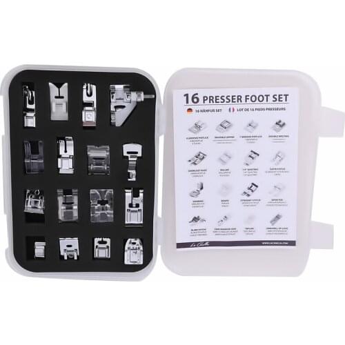 16Pcs Sewing Machine Presser Foot Feet Kit Set With Box Brother Singer Janom Sewing Machines Foot Tools Accessory Sewing Tool