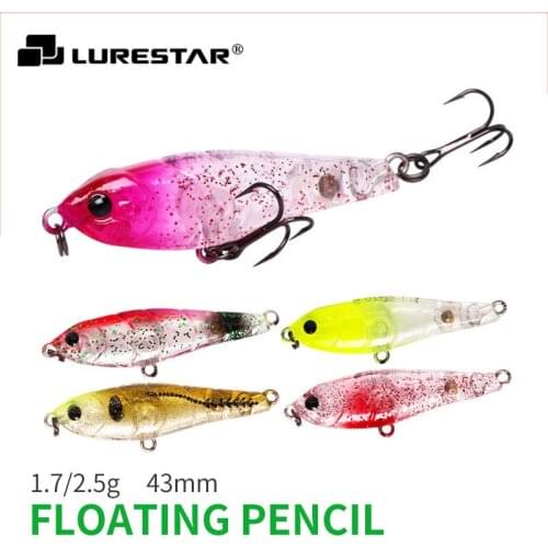 LURESTAR 1.7g Floating Pencil 43mm 2.5g Sinking Fishing Lure Artificial Hard Baits Bass Pike Trout Wobbler Fishing Tackles