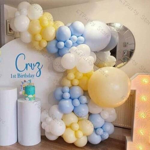 Macaron Blue Yellow Balloon Garland Arch Kit DIY Wedding Birthday Party Decoration Matte White Ballon Childrens Day Decor