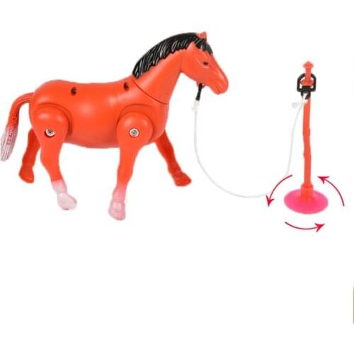 Mini Toy Horse Electric Toy Cartoon Running Toy with Suction Stake 2 AA Batteries Supply Circling Horse Toy for Kids3