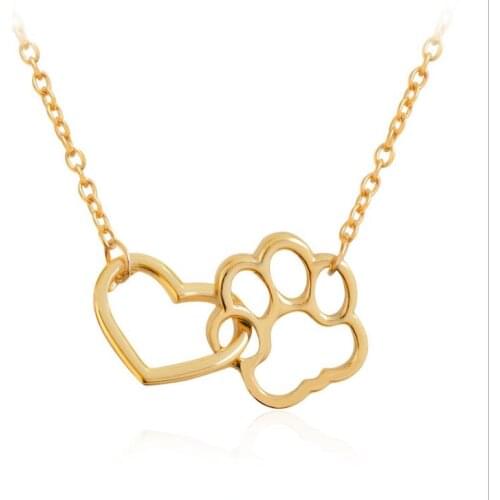 Shuangshuo Fashion Jewelry Cute Heart Paw Pendant Necklace for Women Animal Statement Necklace Choker bijoux femme N230