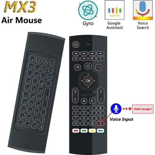 MX3 MX3-L 7 Backlit Air Mouse T3 Smart Voice Remote Control 2.4G Wireless Keyboard For X96 mini KM9 A95X H96 MAX Android TV Box