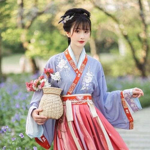 New Hanfu Chinese Traditional Clothes For Women Adult Wei Jin Dynasty Ancient Classical Dance Stage Performance Costumes DQL5606