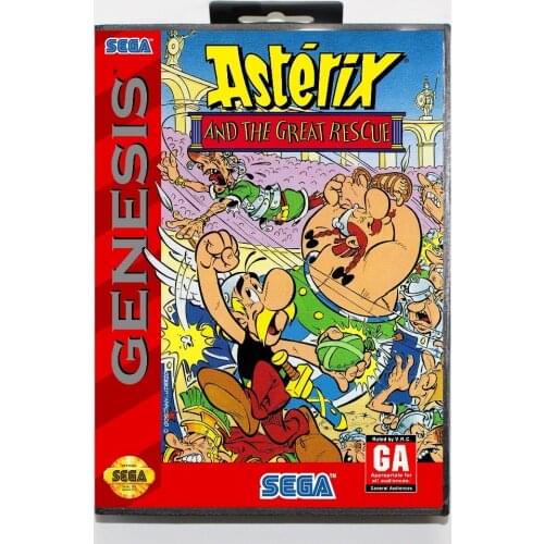 New 16 bit MD game card - asterix the great rescue II with Retail box For Sega genesis system