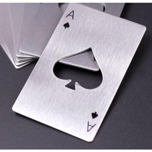 New Stylish Black Beer Bottle Opener Poker Playing Card Ace of Spades Bar Tool Soda Cap Opener Gift Kitchen Gadgets Tools