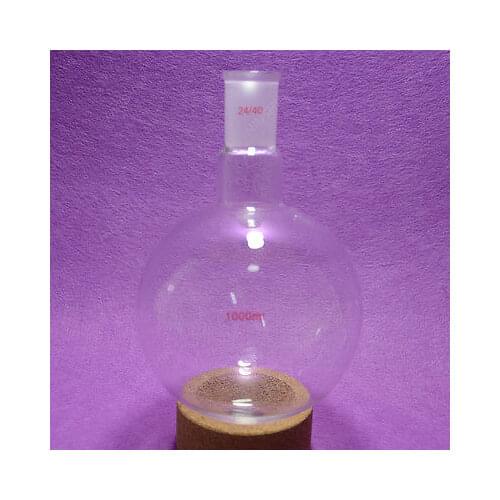 One Neck,1000ml,24/40,Round Bottom Glass Flask,1L,1 Neck,Lab Bottle,Heavy Wall
