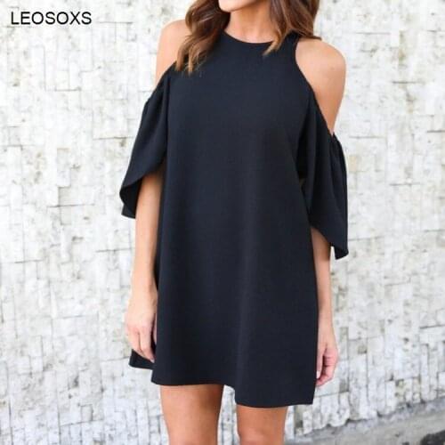 Dresses For Women 2021 Summer New Popular Chiffon Off Shoulder Suspender Short Sleeve Dress Solid Color Loose Waist Casual Dress