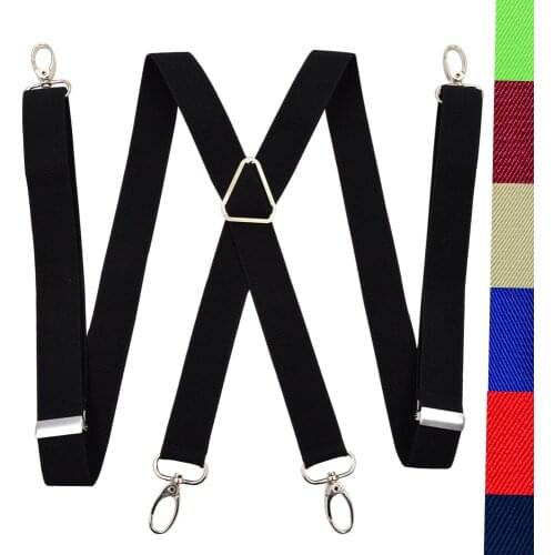 Clasp Suspenders Men for Trousers corss 100 cm Adjustable elastic x Women Suspender pants 2.5 cm hooks braces multi stretch