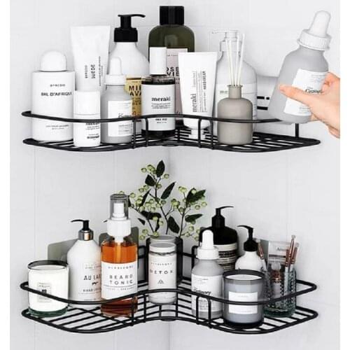 Bathroom Corner Shelf Wall Mounted Shampoo Sundries Storage Racks Punch-Free Black Shower Shelves Bathroom Organizer Supplies