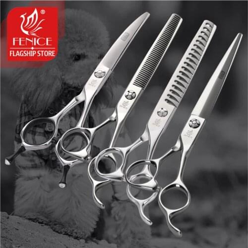 Fenice Professional Pet Scissors Straight&Thinning&Curved Dog Grooming Scissors Bichon Teddy Bomei Dog Grooming Tool Set