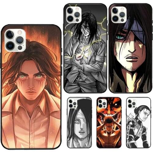 Eren Yeager Attack on Titan Rubber Phone Case For iPhone 12 11 Pro Max Mini XS X XR 7 8 Plus SE 2020 Soft Cover Case