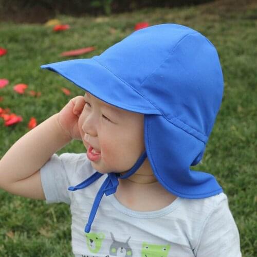 Baby Sun Hat Children Summer Outdoor Neck Ear Cover Anti UV Protection Beach Caps Kids Boy Girl Swimming Flap Cap For 0-5 Years