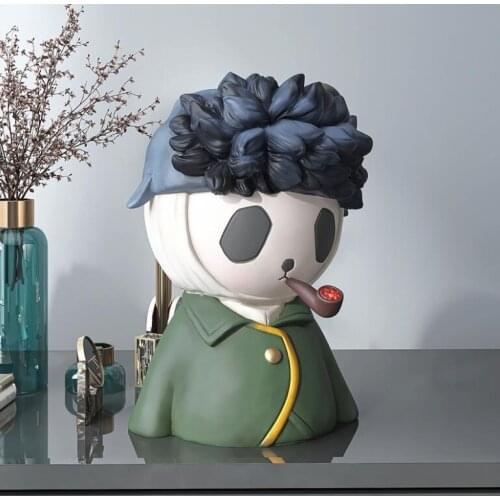 Nordic Van Gogh Pearl Earrings Girl Resin Decoration Coffee Table Sculpture Ornaments Home Livingroom Desktop Figurines Crafts