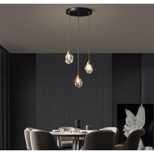 Nordic modern copper body K9 crystal chandelier G9LED living room bedroom bar table dining room lamp