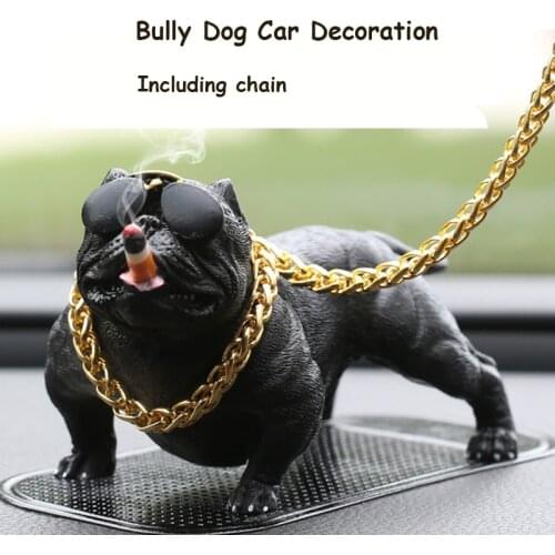 Car Interior Decoration Simulation Bully Dog Doll Decor Dashboard Ornament Fashion Funny Cute Home Decoration With Crude Chain