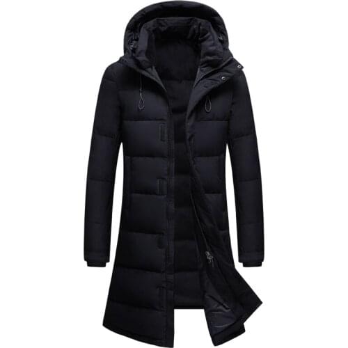 Outdoor Mens down Jacket Long Hooded Winter Coat Outdoor Hiking Clothes