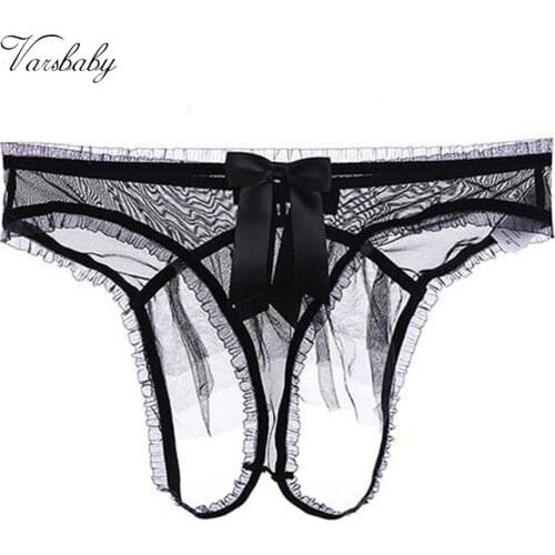 Varsbaby Ladies Sexy Transparent Briefs Low-rise See-through Bow Panty