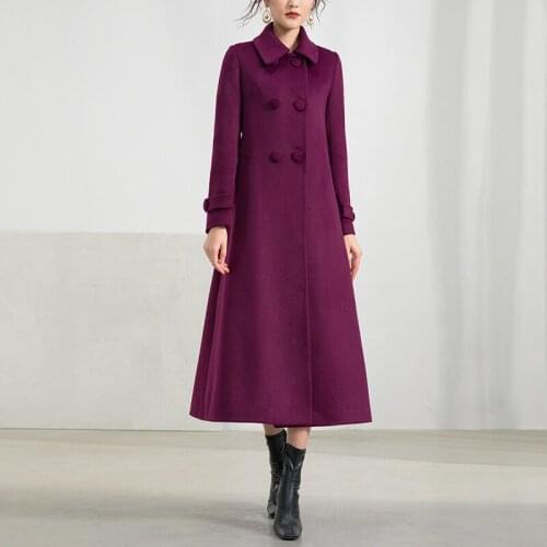 In the winter of 2020 winter season in the new long joker high-end black woolen cloth coat female cloth coat