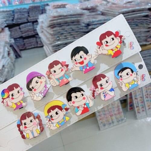 10pcs/set Cartoon PEKO Girls Hairgrips Japan Fujiya Milky Girls Hair Clips Barrettes Kawaii Female Hair Ties Rope Hair Band Gift
