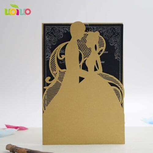 10Pcs gold Series 2016 New Style Lace Couple Wedding Invitation Card Blank Inner Card