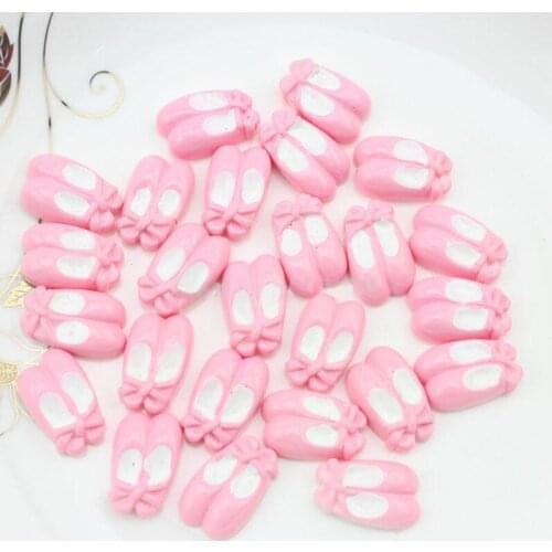 100pcs mixed colors pink,hot pink Ballet Shoes Flat Back Cabochon Beads Kawaii Kitsch Decoden 24mm