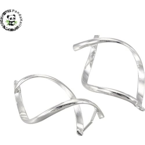 2 pcs Silver Color Brass Ice Pick & Pinch Bails Copper Pendant Clip Nickel Free about 11mm Wide 31~33mm Long Hole 2mm