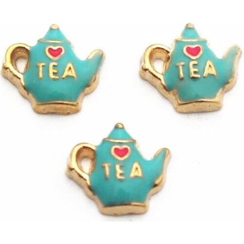 20Pcs/Lot Tea Pot Floating Charms Hand-made DIY for Glass Lockets