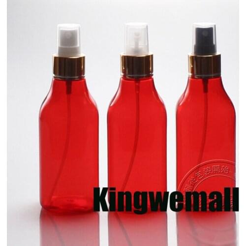 300pcs/lot 200ml Red Portable Aftershave/ Makeup/ Perfume Empty Bottle Spray Atomizer with gold lids