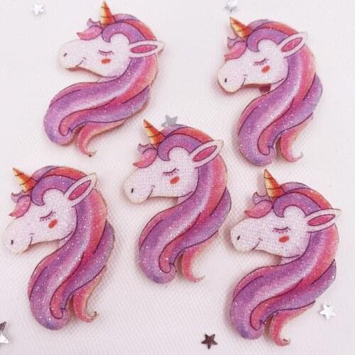 8PCS Felt Fabric Rainbow Glitter Cool Mini Unicorn Applique Wedding DIY Sewing Patch Hair Bow Accessories DIY Craft Supplies