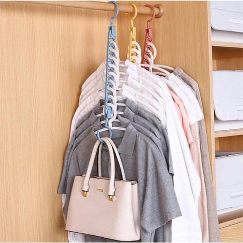 9 hole magic clothes hanger multi-function folding hanger rotating clothes hanger wardrobe drying clothes Hanger Home Organizer