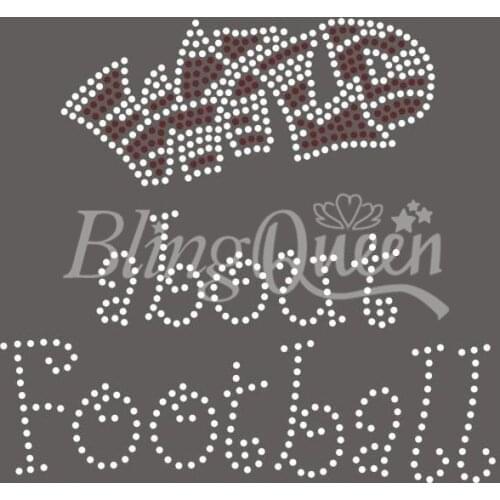 BlingQueen 25PCS/LOT Football Rhinestone Hot Fix Designs