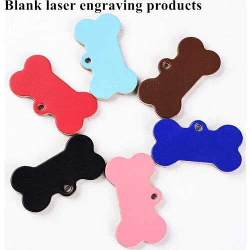 50Pcs/lot Blank laser engraving pure cowhide Bone Dog Tag Personalized Customize Tag Cat Name Pet Dog ID Tags Identity Plate Tag