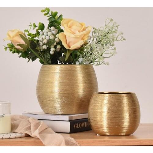 Flowerpot Gold-plated Ceramic Vase Flower Pot Nordic Dried Flower Flower Arrangement Home Decoration Ornaments